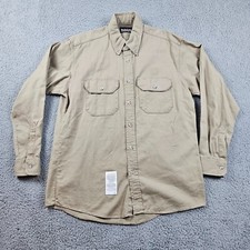 Bulwark FR Shirt Mens Medium Tan Long Sleeve Work Mechanic Welder Fire Resist