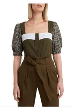 H By Halston Square-neck Designer Top Women’s Size Large Cotton Blend Casual NWT