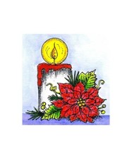 Christmas Candle Poinsettia Wood Mounted Rubber Stamp NORTHWOODS CC11017 New