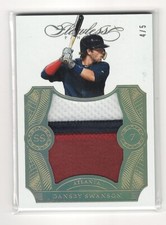 2017 FLAWLESS GOLD 3 COLOR 4/5 JERSEY PLAYER WORN PATCH DANSBY SWANSON BRAVES