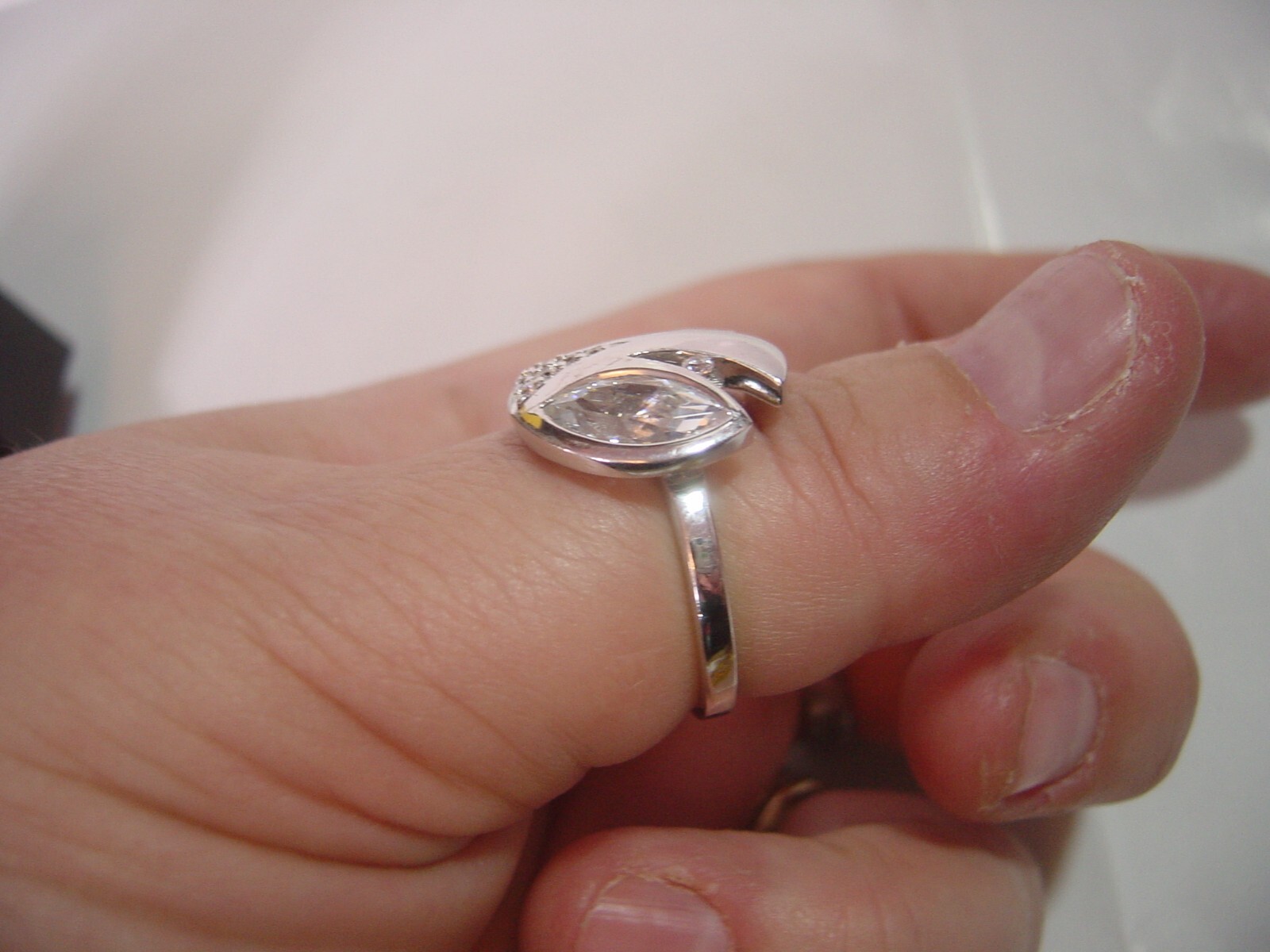 Superb Large Solid Silver Ring-High-Graded Sparkl… - image 6