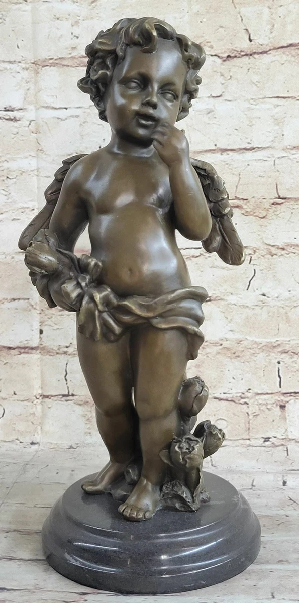 Statuette de chérubin en pierre | Chérubin garçon fille ange décoration de jardin extérieur