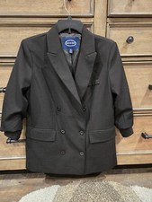 Scoop Ruched Sleeve Blazer, Medium, Black