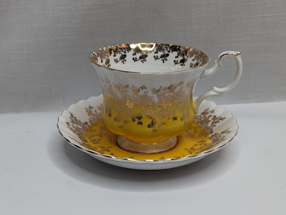 Royal Albert REGAL SERIES Bone China Teacup & Saucer, Yellow w 