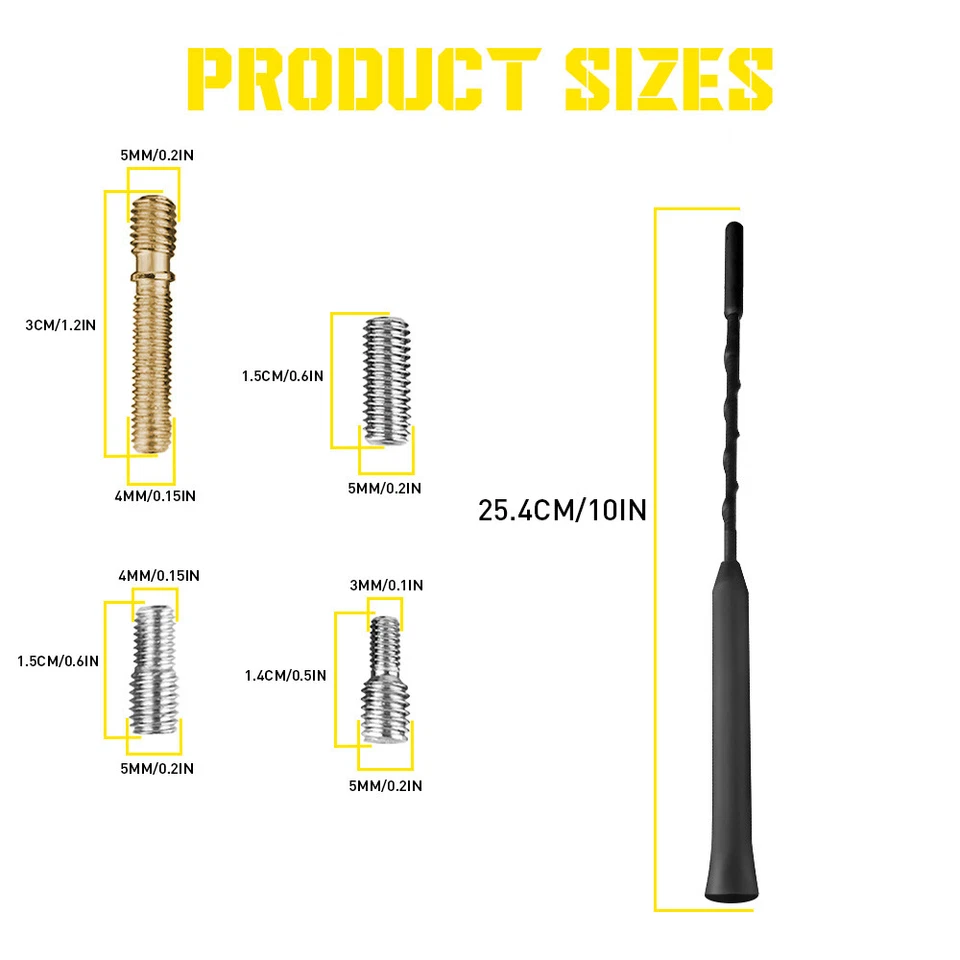 Universal 10" inch Car Antenna Aerial Black Radio AM/FM Mast Antena Replacement - Image 4 of 4