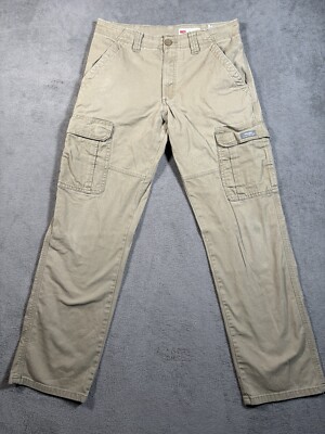 Wrangler Cargo Pants Mens 30x30 Beige Relaxed Fit Cotton