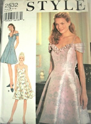 Miss Style 2532 Pattern SIMPLICITY Off-Shoulder Dress UC Size 8-10-12 ...