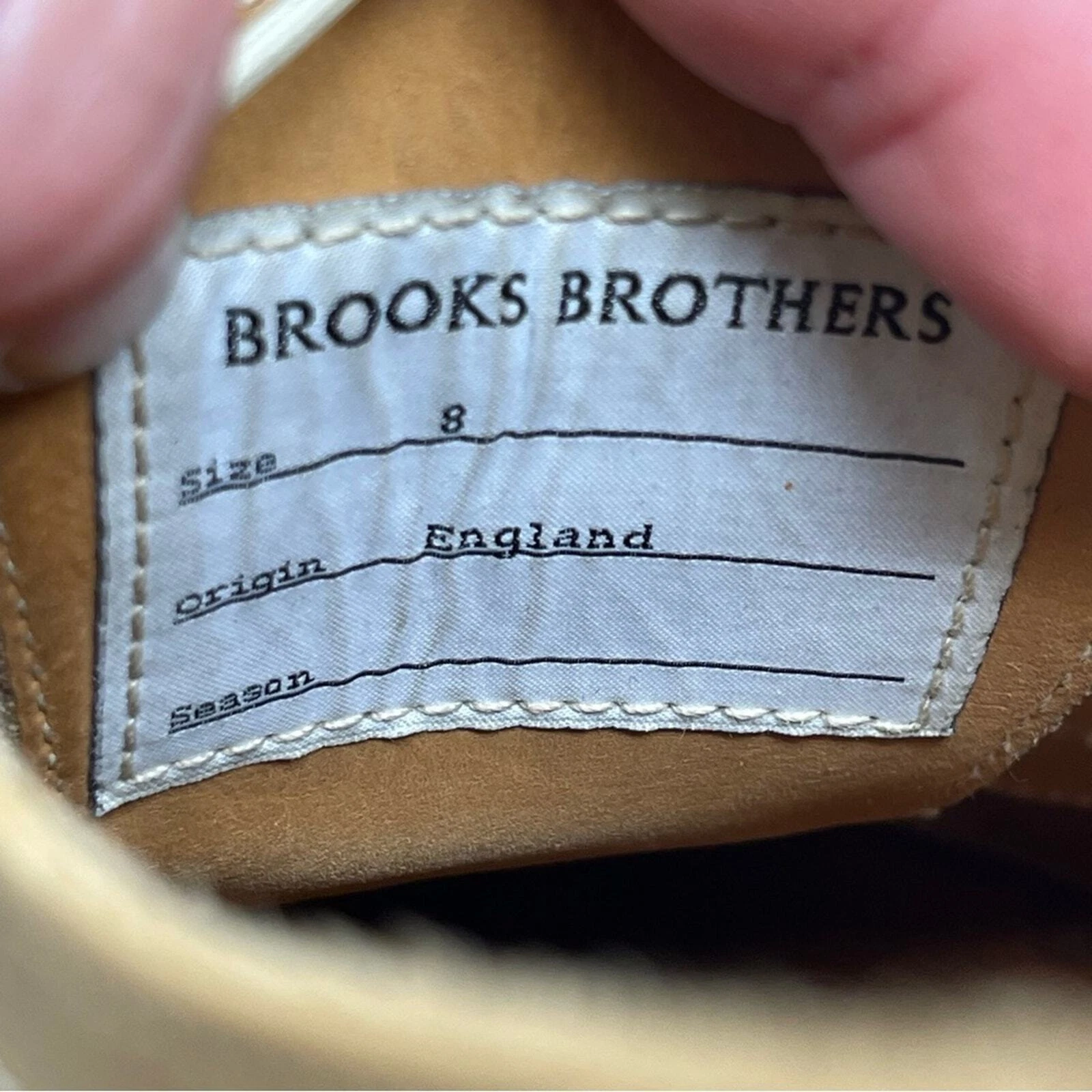 THOM BROWNE Brooks Brothers pile nero Thom sopracciglia beige marrone chiaro con lacci Oxford taglia 8