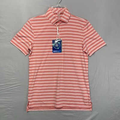 Southern Tide S Men Moorings Stripe Performance Polo Shirt Brrr T3 Short Sleeve