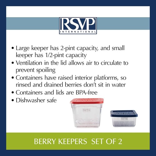 RSVP International Reusable Food Storage Collection Berry Keeper Set,Red - Picture 11 of 12