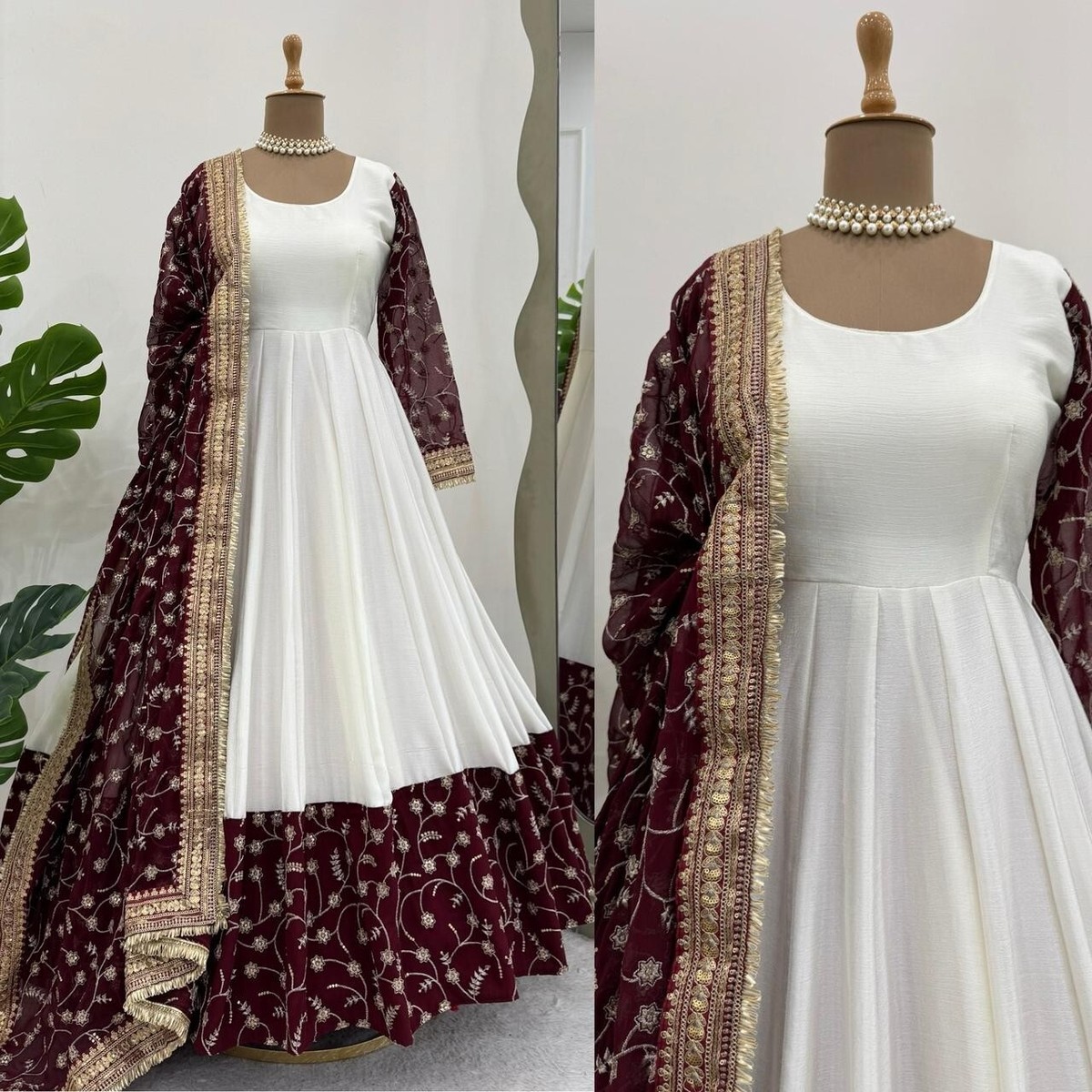 anarkali dress for festival Brown Floor-Length net anarkali dress