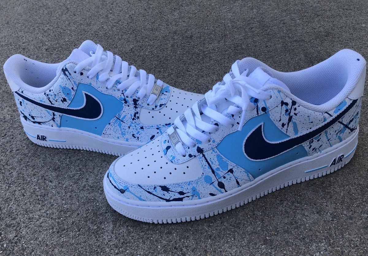 Nike Air Force 1 Custom Shoes Low Two Tone Blue Light Dark Men Women Kids  Sizes