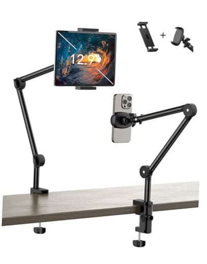 Tablet Stand Holder for Desk with 2 Clamps Flexible Tablet Phone Kindle Stand