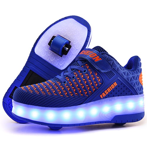 Kids LED Roller Shoes Girls Boys Fashion Light Up Wheels Sakte Sports Sneakers - Picture 2 of 17