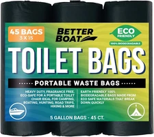 45 Portable Toilet Bags, Biodegradable 5 Gallon Human Waste Bags for Camping, Bo