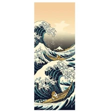 Hamamonyo Shiba Inu in Great Wave Kanagawa Nassen Tenugui Towel US SHIPPING FREE