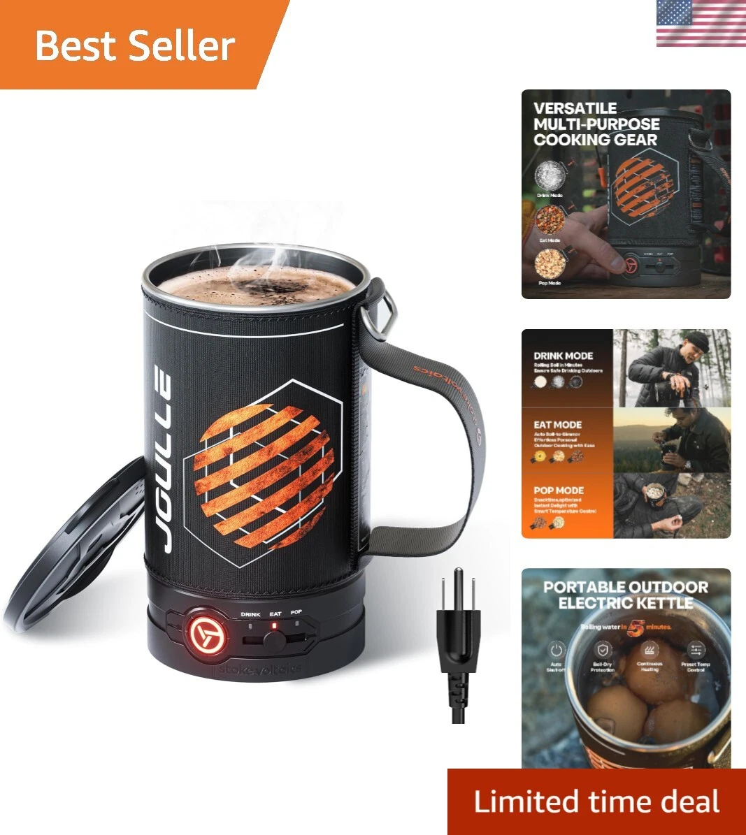 Electric Kettle, Multi-Functional Portable Travel Water Boiler Cooker, 30 oz ...