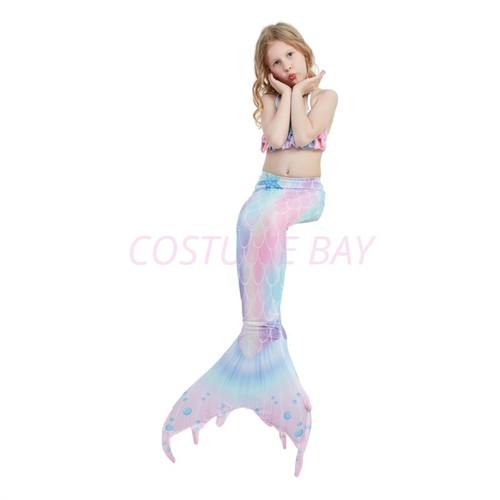 Kids Girls Mermaid Tail Swimming Costume Swimmable Monofin Swimwear Beachwear - Picture 43 of 113