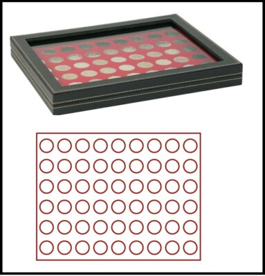 LINDNER 2367-2154E Nera M Plus Coin Case Hell Red 54 Round Compartments 25.75 Mm