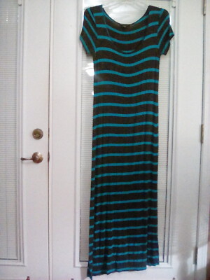 AMERICAN DREAM SIZE LARGE GRAY & TURQUOISE MAXI DRESS | eBay