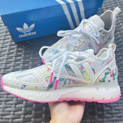 Adidas ZX 2K Boost Watercolor Kid's Athletic Shoes GX5405 Size 6.5