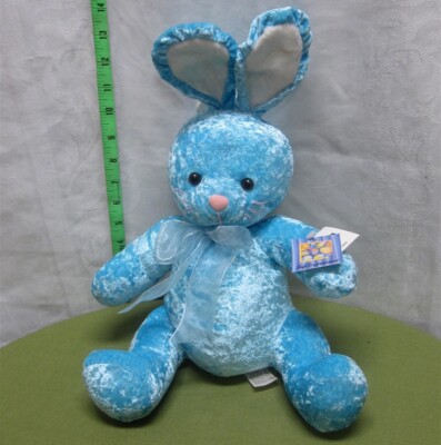 BLUE BUNNY Easter Rabbit plush doll Soft Expression NWT toy Dan-Dee white ribbon