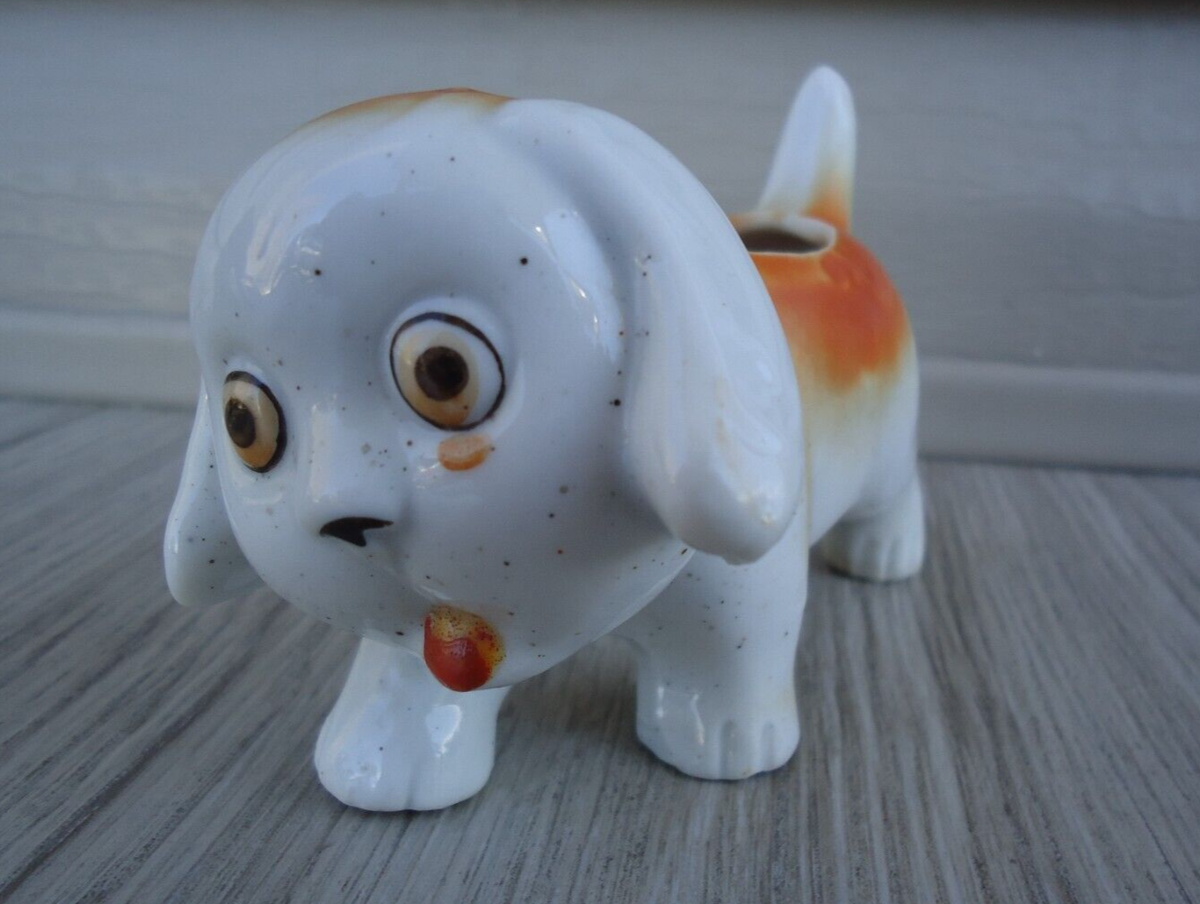 VTG Walking Dog Planter Japan Figurine Big Eyes Derpy Retro Maximalist Novelty