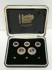 ANTIQUE NELSON ANCHOR SET AB & CO STERLING SILVER FINE DETAILED ENAMEL BUTTONS 