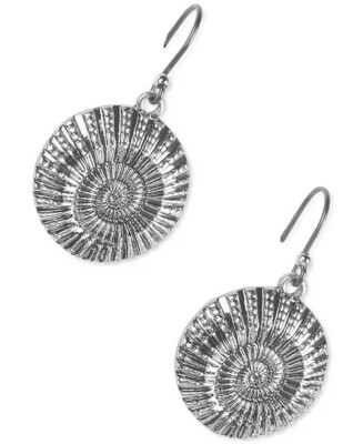lucky brand drop earrings silver tone carved shell fish hook