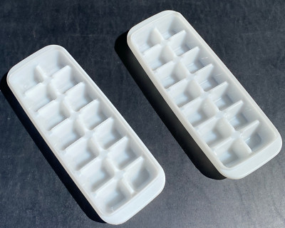 (2) TUPPERWARE Fresh N Pure Ice Cube Trays Only Set Pair Lot White 2704 No Lids