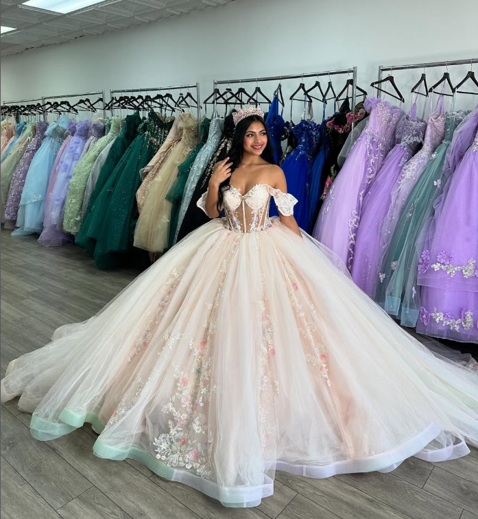 Pink Champagne Quinceanera Dresses Off the Shoulder Sweet 15 16 Ball Gowns  | eBay