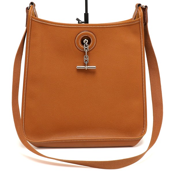 Hermes Vespa PM Epsom Leather Shoulder Bag Silver Hd Brown
