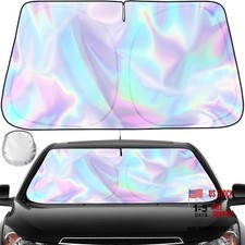 Iridescent Sun Shade for Car Windshield, Foldable Silver- Colorful, 57"x31.5"