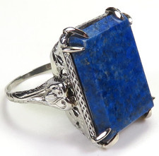 Antique Art Deco 1920s Lapis Lazuli 17K White...