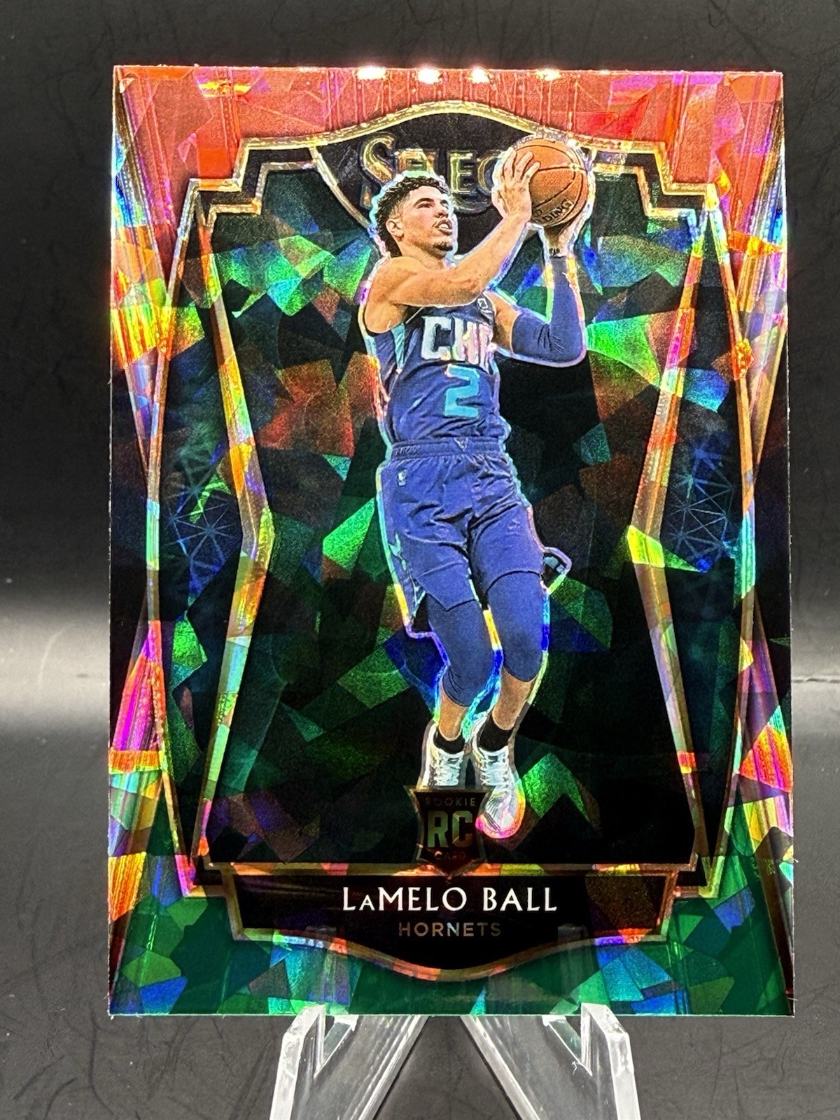 2020-21 Panini Select LaMelo Ball Premier Level Red White Green Cracked Ice RC