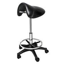 Chromium Professional Rotating Saddle Cutting Stool with Foam Cushions, Black