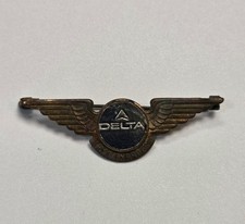 Vintage DELTA Air Lines Jr Stewardess Kiddie Wings Metal Lapel Pinback Pin