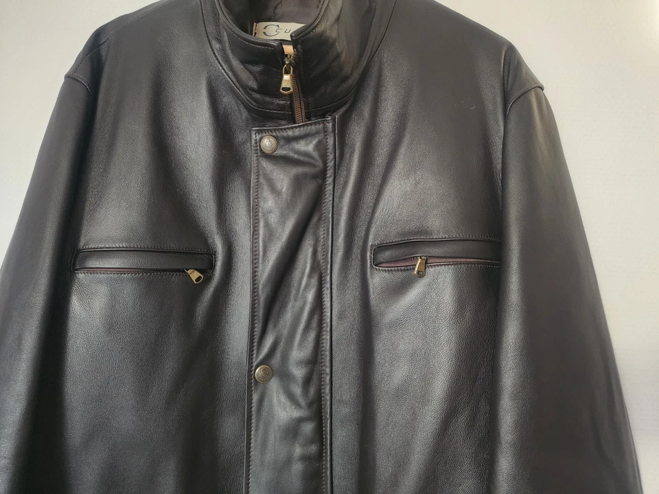 Manteau/Parka VERA PELLE en Cuir Véritable Marrron. T: 52 ou XL (voir mesures) - Photo 2/4