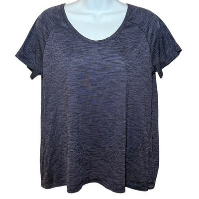 Lululemon Womens Sz 10 Short Sleeve Split Open Back Top Purple Heathered