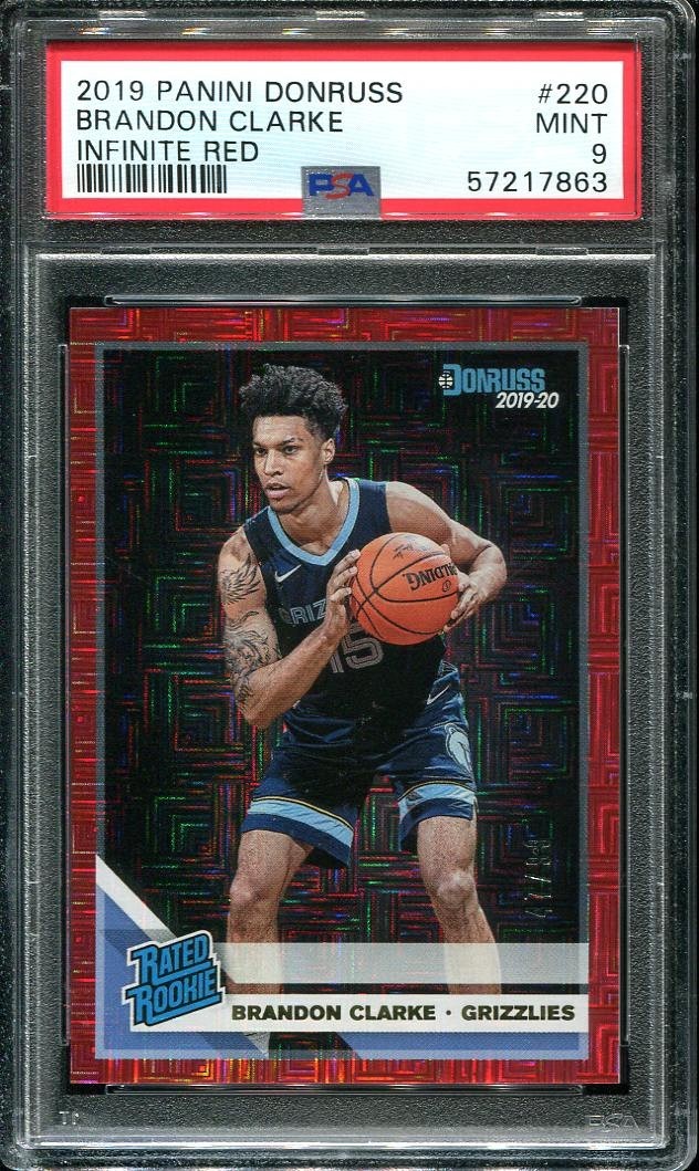 2019 Brandon Clarke Rookie Card Donruss Infinite Red /99 #220 Grizzlies PSA 9 LO