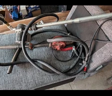 Roughneck 12V Diesel Fuel Transfer Pump, 8 GPM, Manual Nozzle, Hose