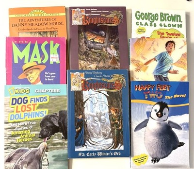 Lot of 7 Children's Chapter Book Lot Mask,  Happy Feet, Knight Scares, Map Trap