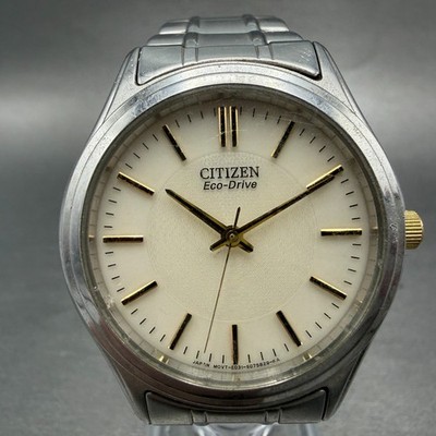 Citizen Eco-Drive Watch Men 35mm Cream Dial Silver Tone Round E031-S048419 Works