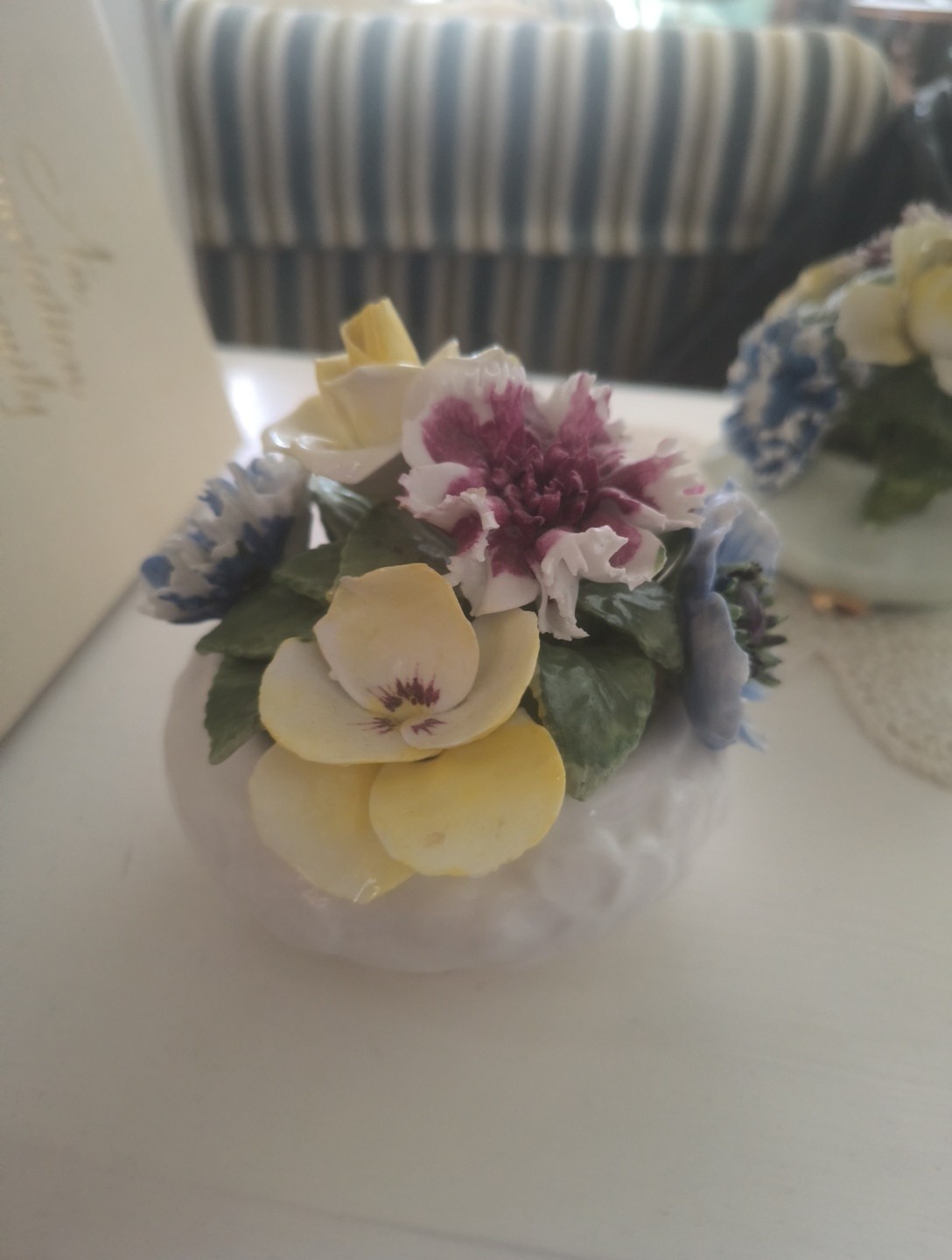 Vintage Radnor Bone China Flowers Bouquet England Footed Base Hand Made
