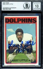 Larry Little Gem Mint 10 Beckett BAS Signed 1972 Topps Rookie Autograph
