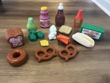 Vintage Little Tikes Pretend Play Food Set LOT Juice, Pretzels, Bread, Butter