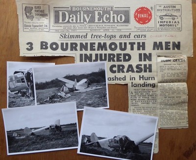 Percival Proctor G-AIZA Absturz bei Bournemouth 1958, orig Fotos & Presseausschnitt