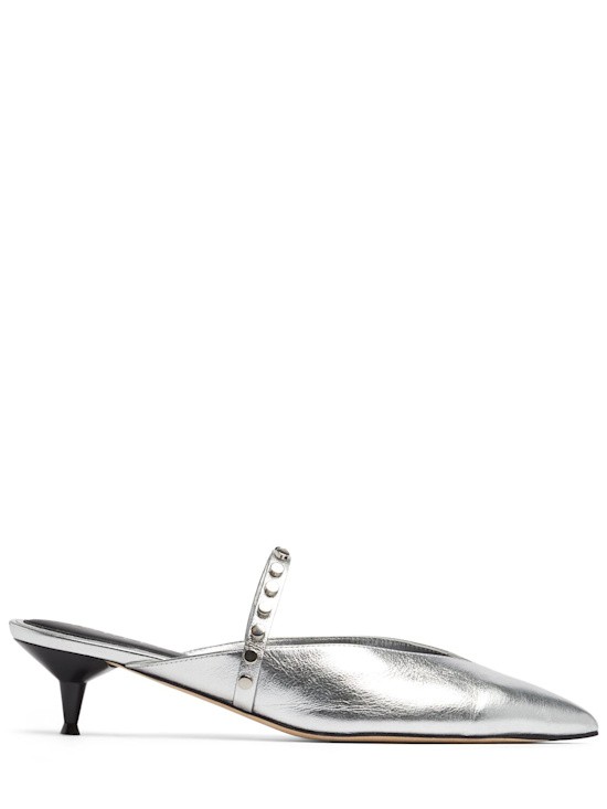 McQueen - Кожаные мюли с заклепками - Серебристый 164990₽