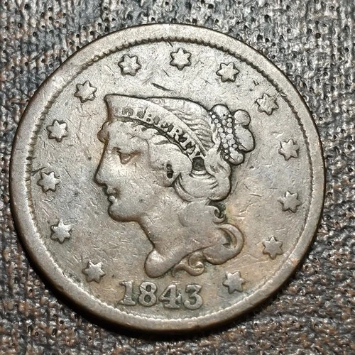 Photo of a 1843-P Large Cent from an eBay sale