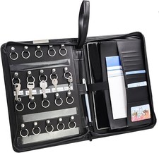 Leather Zippered Key Case | 20 Hook Key Organizer Travel Key Holder Wallet